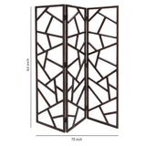 Benzara Wooden 3 Panel Room Divider with Intricate Design, Espresso Brown BM205790 Brown Wood BM205790