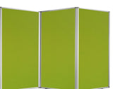 Benzara Accordion Style Fabric Upholstered 3 Panel Room Divider, Green and Gray BM205791 Green and Gray Metal and Fabric BM205791