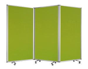 Benzara Accordion Style Fabric Upholstered 3 Panel Room Divider, Green and Gray BM205791 Green and Gray Metal and Fabric BM205791