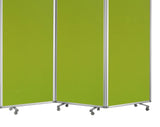 Benzara Accordion Style Fabric Upholstered 3 Panel Room Divider, Green and Gray BM205791 Green and Gray Metal and Fabric BM205791