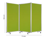 Benzara Accordion Style Fabric Upholstered 3 Panel Room Divider, Green and Gray BM205791 Green and Gray Metal and Fabric BM205791