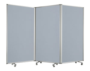 Benzara Accordion Style Fabric Upholstered 3 Panel Room Divider, Gray BM205793 Gray Metal and Fabric BM205793