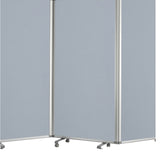 Benzara Accordion Style Fabric Upholstered 3 Panel Room Divider, Gray BM205793 Gray Metal and Fabric BM205793