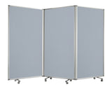 Benzara Accordion Style Fabric Upholstered 3 Panel Room Divider, Gray BM205793 Gray Metal and Fabric BM205793