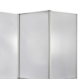 Benzara Accordion Style Plastic Inserts 3 Panel Room Divider with Casters, Gray BM205794 Gray Metal and Plastic BM205794