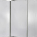 Benzara Accordion Style Plastic Inserts 3 Panel Room Divider with Casters, Gray BM205794 Gray Metal and Plastic BM205794