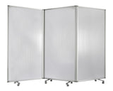 Accordion Style Plastic Inserts 3 Panel Room Divider with Casters, Gray