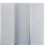 Benzara Accordion Style Metal 3 Panel Room Divider with Perforated Details, White BM205795 White Metal BM205795