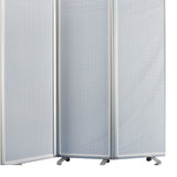 Benzara Accordion Style Metal 3 Panel Room Divider with Perforated Details, White BM205795 White Metal BM205795