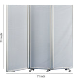 Benzara Accordion Style Metal 3 Panel Room Divider with Perforated Details, White BM205795 White Metal BM205795