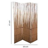 Benzara Traditional Style 3 Panel Wooden Willow Branch Room Divider, Brown BM205796 Brown Wood, Willow Branch and Metal BM205796