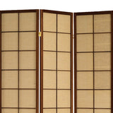 Benzara 3 Panel Wooden Room Divider with Jute Inlays, Brown and Beige BM205811 Brown and Beige Wood and Jute BM205811