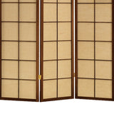 Benzara 3 Panel Wooden Room Divider with Jute Inlays, Brown and Beige BM205811 Brown and Beige Wood and Jute BM205811