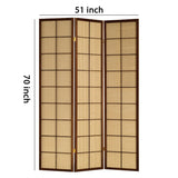 Benzara 3 Panel Wooden Room Divider with Jute Inlays, Brown and Beige BM205811 Brown and Beige Wood and Jute BM205811