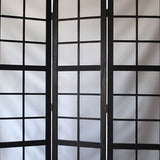 Benzara 3 Panel Room Divider with Frosted Glass Like Plastic Inserts, Black and White BM205813 White and Black Wood and Plastic BM205813