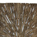 Benzara Rectangle Rotten Wood Sandstone Wall Decor with Cut Out, Medium, Oak Brown BM205825 Brown Sandstone BM205825