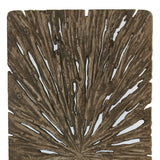 Benzara Rectangle Rotten Wood Sandstone Wall Decor with Cut Out, Large, Oak Brown BM205826 Brown Sandstone BM205826