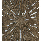 Benzara Rectangle Rotten Wood Sandstone Wall Decor with Cut Out, Large, Oak Brown BM205826 Brown Sandstone BM205826