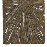 Benzara Rectangle Rotten Wood Sandstone Wall Decor with Cut Out, Large, Oak Brown BM205826 Brown Sandstone BM205826