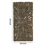 Benzara Rectangle Rotten Wood Sandstone Wall Decor with Cut Out, Large, Oak Brown BM205826 Brown Sandstone BM205826