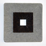 Square Shaped Wall Decor with Ribbed Details, Large, Brown and Gray