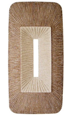 Benzara Rectangular Sandstone Wall Decor with Ribbed Details, Large, Brown and Beige BM205840 Brown and Beige Sandstone BM205840