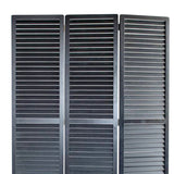 Benzara Transitional Wooden Screen with 3 Panels and Shutter Design, Black BM205850 Black Wood BM205850