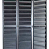 Benzara Transitional Wooden Screen with 3 Panels and Shutter Design, Black BM205850 Black Wood BM205850