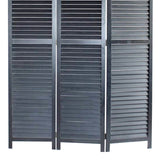 Benzara Transitional Wooden Screen with 3 Panels and Shutter Design, Black BM205850 Black Wood BM205850