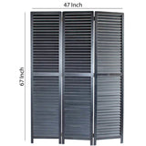 Benzara Transitional Wooden Screen with 3 Panels and Shutter Design, Black BM205850 Black Wood BM205850