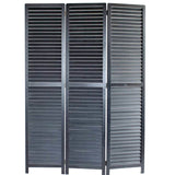 Benzara Transitional Wooden Screen with 3 Panels and Shutter Design, Black BM205850 Black Wood BM205850