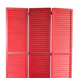 Benzara Transitional Wooden Screen with 3 Panels and Shutter Design, Red BM205851 Red Wood BM205851