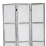 Benzara Transitional 3 Panel Screen with Wooden Frame & Fabric Panels, Gray BM205854 Gray Wood, Fabric BM205854