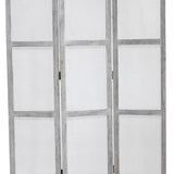 Benzara Transitional 3 Panel Screen with Wooden Frame & Fabric Panels, Gray BM205854 Gray Wood, Fabric BM205854