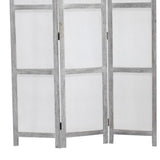 Benzara Transitional 3 Panel Screen with Wooden Frame & Fabric Panels, Gray BM205854 Gray Wood, Fabric BM205854