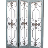 Benzara Transitional 3 Panel Screen with Iron Motif Panels, Gray BM205855 Gray Metal BM205855