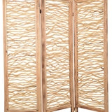 Benzara Contemporary 3 Panel Wood Screen with Horizontal Branch Design, Brown BM205858 Brown Wood BM205858