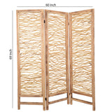 Benzara Contemporary 3 Panel Wood Screen with Horizontal Branch Design, Brown BM205858 Brown Wood BM205858