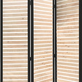 Benzara Metal Framed 3 Panel Screen with Wooden Horizontal Inset, Black & White BM205867 Black & White Wood, Metal BM205867