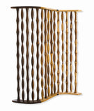 Contemporary 3 Panel Wooden Screen with Arched Pillar Design, Brown