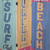 Benzara Contemporary 3 Panel Wood Screen with Surfboard Design, Multicolor BM205874 Multicolor Wood BM205874