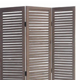 Benzara Minimal Wooden Screen with 3 Panels and Shutter Design, Brown BM205876 Brown Wood BM205876