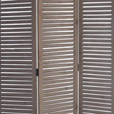 Benzara Minimal Wooden Screen with 3 Panels and Shutter Design, Brown BM205876 Brown Wood BM205876