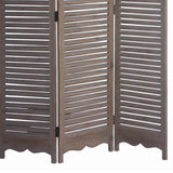 Benzara Minimal Wooden Screen with 3 Panels and Shutter Design, Brown BM205876 Brown Wood BM205876