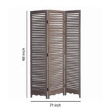 Benzara Minimal Wooden Screen with 3 Panels and Shutter Design, Brown BM205876 Brown Wood BM205876