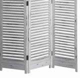 Benzara Minimal Wooden Screen with 3 Panels and Shutter Design, White BM205877 White Wood BM205877