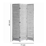 Benzara Minimal Wooden Screen with 3 Panels and Shutter Design, White BM205877 White Wood BM205877