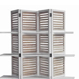 Benzara Contemporary 4 Panel Wooden Screen with Art Styled Shutter Design, White BM205878 White Wood BM205878