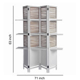 Benzara Contemporary 4 Panel Wooden Screen with Art Styled Shutter Design, White BM205878 White Wood BM205878