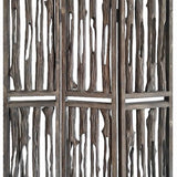 Benzara Contemporary 3 Panel Wooden Screen with Log Design, Brown BM205884 Brown Wood BM205884